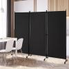 imageGiantex Room Divider Large Single Panel 73W x 73H Privacy Screen with Lockable Wheels Rolling Room Divider Panel for Home Office Studio Partition Fabric Wall Divider for Room Separation BrownBlack