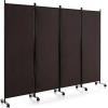 imageGiantex Room Divider Large Single Panel 73W x 73H Privacy Screen with Lockable Wheels Rolling Room Divider Panel for Home Office Studio Partition Fabric Wall Divider for Room Separation BrownBrown