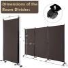 imageGiantex Room Divider Large Single Panel 73W x 73H Privacy Screen with Lockable Wheels Rolling Room Divider Panel for Home Office Studio Partition Fabric Wall Divider for Room Separation BrownBrown