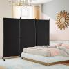 imageGiantex Room Divider Large Single Panel 73W x 73H Privacy Screen with Lockable Wheels Rolling Room Divider Panel for Home Office Studio Partition Fabric Wall Divider for Room Separation BrownBlack