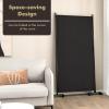 imageGiantex Room Divider Large Single Panel 73W x 73H Privacy Screen with Lockable Wheels Rolling Room Divider Panel for Home Office Studio Partition Fabric Wall Divider for Room Separation BrownBlack