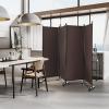 imageGiantex Room Divider Large Single Panel 73W x 73H Privacy Screen with Lockable Wheels Rolling Room Divider Panel for Home Office Studio Partition Fabric Wall Divider for Room Separation BrownBrown