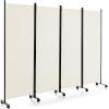 imageGiantex Room Divider Large Single Panel 73W x 73H Privacy Screen with Lockable Wheels Rolling Room Divider Panel for Home Office Studio Partition Fabric Wall Divider for Room Separation BrownBeige