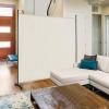 imageGiantex Room Divider Large Single Panel 73W x 73H Privacy Screen with Lockable Wheels Rolling Room Divider Panel for Home Office Studio Partition Fabric Wall Divider for Room Separation BrownBeige