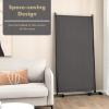 imageGiantex Room Divider Large Single Panel 73W x 73H Privacy Screen with Lockable Wheels Rolling Room Divider Panel for Home Office Studio Partition Fabric Wall Divider for Room Separation BrownGrey