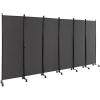imageGiantex Room Divider Large Single Panel 73W x 73H Privacy Screen with Lockable Wheels Rolling Room Divider Panel for Home Office Studio Partition Fabric Wall Divider for Room Separation BrownGrey