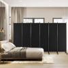 imageGiantex Room Divider Large Single Panel 73W x 73H Privacy Screen with Lockable Wheels Rolling Room Divider Panel for Home Office Studio Partition Fabric Wall Divider for Room Separation BrownBlack
