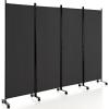 imageGiantex Room Divider Large Single Panel 73W x 73H Privacy Screen with Lockable Wheels Rolling Room Divider Panel for Home Office Studio Partition Fabric Wall Divider for Room Separation BrownGrey