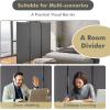 imageGiantex Room Divider Large Single Panel 73W x 73H Privacy Screen with Lockable Wheels Rolling Room Divider Panel for Home Office Studio Partition Fabric Wall Divider for Room Separation BrownGrey