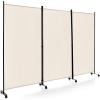 imageGiantex Room Divider Large Single Panel 73W x 73H Privacy Screen with Lockable Wheels Rolling Room Divider Panel for Home Office Studio Partition Fabric Wall Divider for Room Separation BrownBeige