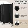 imageGiantex Room Divider Large Single Panel 73W x 73H Privacy Screen with Lockable Wheels Rolling Room Divider Panel for Home Office Studio Partition Fabric Wall Divider for Room Separation BrownBlack