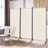 imageGiantex Room Divider Large Single Panel 73W x 73H Privacy Screen with Lockable Wheels Rolling Room Divider Panel for Home Office Studio Partition Fabric Wall Divider for Room Separation BrownBeige
