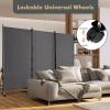 imageGiantex Room Divider Large Single Panel 73W x 73H Privacy Screen with Lockable Wheels Rolling Room Divider Panel for Home Office Studio Partition Fabric Wall Divider for Room Separation BrownGrey