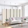 imageGiantex Room Divider Large Single Panel 73W x 73H Privacy Screen with Lockable Wheels Rolling Room Divider Panel for Home Office Studio Partition Fabric Wall Divider for Room Separation BrownBeige
