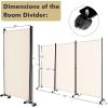 imageGiantex Room Divider Large Single Panel 73W x 73H Privacy Screen with Lockable Wheels Rolling Room Divider Panel for Home Office Studio Partition Fabric Wall Divider for Room Separation BrownBeige