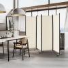 imageGiantex Room Divider Large Single Panel 73W x 73H Privacy Screen with Lockable Wheels Rolling Room Divider Panel for Home Office Studio Partition Fabric Wall Divider for Room Separation BrownBeige