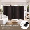 imageGiantex Room Divider Large Single Panel 73W x 73H Privacy Screen with Lockable Wheels Rolling Room Divider Panel for Home Office Studio Partition Fabric Wall Divider for Room Separation BrownBrown