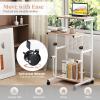 imageGiantex Small Standing Desk Height Adjustable Portable Laptop Cart on Wheels with Storage Shelves amp Swivel Footrest Computer Workstation Rolling Table for School Lecture Home Office WhiteNatural
