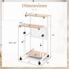 imageGiantex Small Standing Desk Height Adjustable Portable Laptop Cart on Wheels with Storage Shelves amp Swivel Footrest Computer Workstation Rolling Table for School Lecture Home Office WhiteNatural