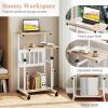 imageGiantex Small Standing Desk Height Adjustable Portable Laptop Cart on Wheels with Storage Shelves amp Swivel Footrest Computer Workstation Rolling Table for School Lecture Home Office WhiteNatural