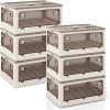 imageGiantex Storage Bins with Lids and Hidden Wheels 54 Gal Total Capacity 3 Pack Stackable Collapsible Storage Boxes with 5 Opening Doors Foldable Plastic Closet Organizers for School Dorm Office8 Gal