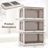 imageGiantex Storage Bins with Lids and Hidden Wheels 54 Gal Total Capacity 3 Pack Stackable Collapsible Storage Boxes with 5 Opening Doors Foldable Plastic Closet Organizers for School Dorm Office18 Gal