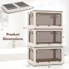 imageGiantex Storage Bins with Lids and Hidden Wheels 54 Gal Total Capacity 3 Pack Stackable Collapsible Storage Boxes with 5 Opening Doors Foldable Plastic Closet Organizers for School Dorm Office115 Gal