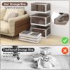 imageGiantex Storage Bins with Lids and Hidden Wheels 54 Gal Total Capacity 3 Pack Stackable Collapsible Storage Boxes with 5 Opening Doors Foldable Plastic Closet Organizers for School Dorm Office18 Gal