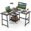 imageGiantex 66 LShaped Desk with Storage Drawers amp Charging Station Spacious Corner Computer Desk with Keyboard Tray Adjustable Shelf Cabinet Huge Workspace Home Office Study Writing Desk NaturalBlack
