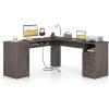 imageGiantex 66 LShaped Desk with Storage Drawers amp Charging Station Spacious Corner Computer Desk with Keyboard Tray Adjustable Shelf Cabinet Huge Workspace Home Office Study Writing Desk NaturalGrey Oak