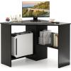 imageGiantex Corner Desk SpaceSaving Triangle Computer Desk with Storage Shelves amp CPU Stand Modern Makeup Vanity Table for Bedroom Writing Desk for Small Spaces WhiteBlack