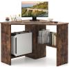 imageGiantex Corner Desk SpaceSaving Triangle Computer Desk with Storage Shelves amp CPU Stand Modern Makeup Vanity Table for Bedroom Writing Desk for Small Spaces WhiteRustic Brown