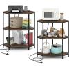 imageGiantex Corner Printer Stand 3Tier Corner Shelf with Charging Station and Metal Frame Small Industrial Bookshelf Printer Table for Living Room Kitchen Home Office 12