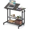 imageGiantex Mobile Standing Desk Adjustable Rolling Computer Desk wTilting Desktop amp Storage Shelves PC Laptop Table Small Compact Desk on Wheels for Small Space Living Room amp Bedroom Black OakBlack Oak