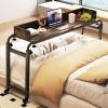 imageGiantex Overbed Table with Wheels 81 Queen Size Bed Desk with Adjustable Height and Length Rolling Laptop Table with Metal Frame Computer Desk for Bedroom Home Hospital