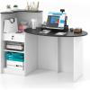 imageGiantex Reception Desk Front Counter Desk with Lockable Drawer Oval Tabletop amp Adjustable Shelf Retail Register Stand Checkout Table for Office Beauty Salon Reception Room White amp Rustic BrownBlack  White