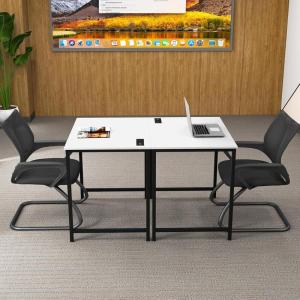 imageGiantex 16 FT Conference Table with Charging Station 6 PCS 32 x 24 Rectangular Meeting Room Desk with Storage Bag amp Hook Space Saving Seminar Table Modern Office Computer Desk for 8 PeopleWhite