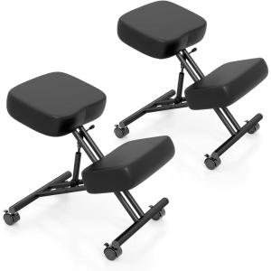 imageGiantex Ergonomic Kneeling Chair for Office Knee Stool Chair wAdjustable Height and Seat Angle to Relieve Pain Posture Desk Chair wLockable Universal Wheels Thick Padded Cushions Black 12