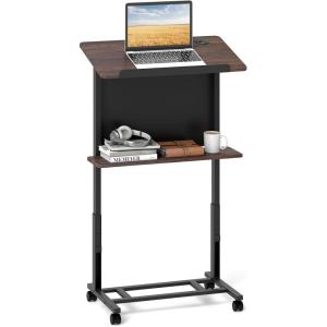 imageGiantex Mobile Podium Stand Adjustable Rolling Laptop Desk with 4 Wheels amp Tilting Desktop SittoStand Lectern Podium Standing Desk wStorage Shelf amp Cable Hole for Classroom Church Home Office 11