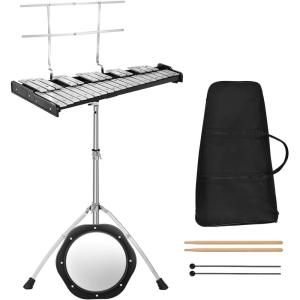 imageGiantex Percussion Glockenspiel Bell Kit 30 Notes Xylophone with Adjustable Height Frame Music Stand 8 Practice Pad Bell Mallets Drumsticks Carrying Bag for School Band Beginner Student32 Notes