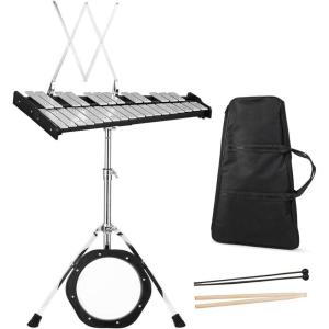 imageGiantex Percussion Glockenspiel Bell Kit 30 Notes Xylophone with Adjustable Height Frame Music Stand 8 Practice Pad Bell Mallets Drumsticks Carrying Bag for School Band Beginner Student30 Notes
