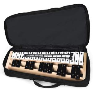 imageGiantex Percussion Glockenspiel Bell Kit 30 Notes with Carry Case Practice Pad Adjustable Height Stand Bell Mallets Wooden Sticks Music Stand Xylophone Percussion Instrument SetPine Wood  Aluminum
