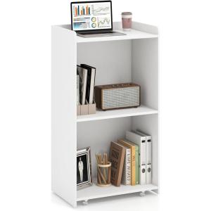 imageGiantex Portable Podium Stand Lectern Podium with 2 Storage Shelves 4 Universal Wheels Mobile Speaking Podium Hostess Stand Pulpits Rolling Laptop Desk Cart for Church Classroom Black 1 PackWhite