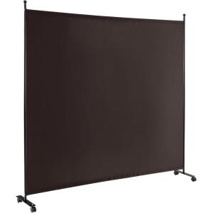 imageGiantex Room Divider Large Single Panel 73W x 73H Privacy Screen with Lockable Wheels Rolling Room Divider Panel for Home Office Studio Partition Fabric Wall Divider for Room Separation BrownBrown