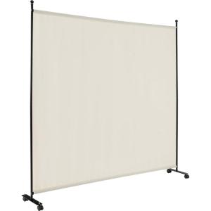 imageGiantex Room Divider Large Single Panel 73W x 73H Privacy Screen with Lockable Wheels Rolling Room Divider Panel for Home Office Studio Partition Fabric Wall Divider for Room Separation BrownBeige