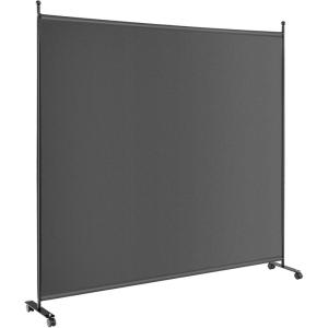 imageGiantex Room Divider Large Single Panel 73W x 73H Privacy Screen with Lockable Wheels Rolling Room Divider Panel for Home Office Studio Partition Fabric Wall Divider for Room Separation BrownGrey