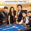 imageGiantex 82 x 42 Poker Table Top 10 Player Oval TripleFold Blackjack Poker Card Table Topper wCarrying Bag Cup Holders Portable Foldable Texas Holdem Poker Mat Layout for Casino Board GameBlue