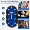 imageGiantex 82 x 42 Poker Table Top 10 Player Oval TripleFold Blackjack Poker Card Table Topper wCarrying Bag Cup Holders Portable Foldable Texas Holdem Poker Mat Layout for Casino Board GameBlue