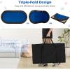 imageGiantex 82 x 42 Poker Table Top 10 Player Oval TripleFold Blackjack Poker Card Table Topper wCarrying Bag Cup Holders Portable Foldable Texas Holdem Poker Mat Layout for Casino Board GameBlue