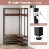 imageGiantex Corner Coat Rack with Shoe Bench LShaped Garment Rack with 5 Shelves amp 7 Hooks Heavy Duty Freestanding Clothes Racks Entryway Bench with Shoes Organizer for Hallway Walnut amp BlackWalnut  Black